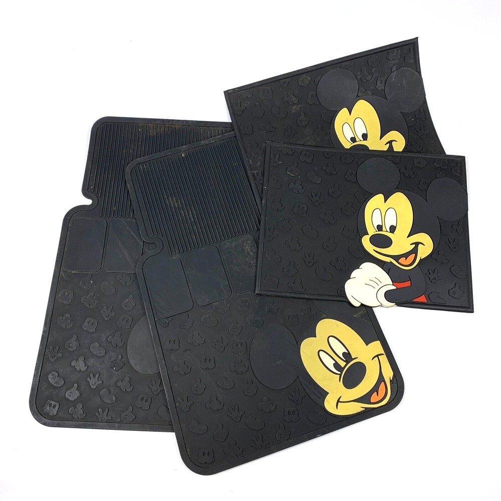 Disney Mickey Mouse Vintage Plasticolor Rubber Floor Mats Complete Set of 4